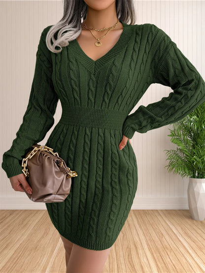 Sweater Cocktail V Neck Knitted Dress