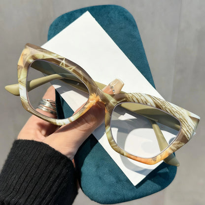 Oversized Flora Printed Large Frame Hyperopia Unisex  Cat Eye Eyeglasses
