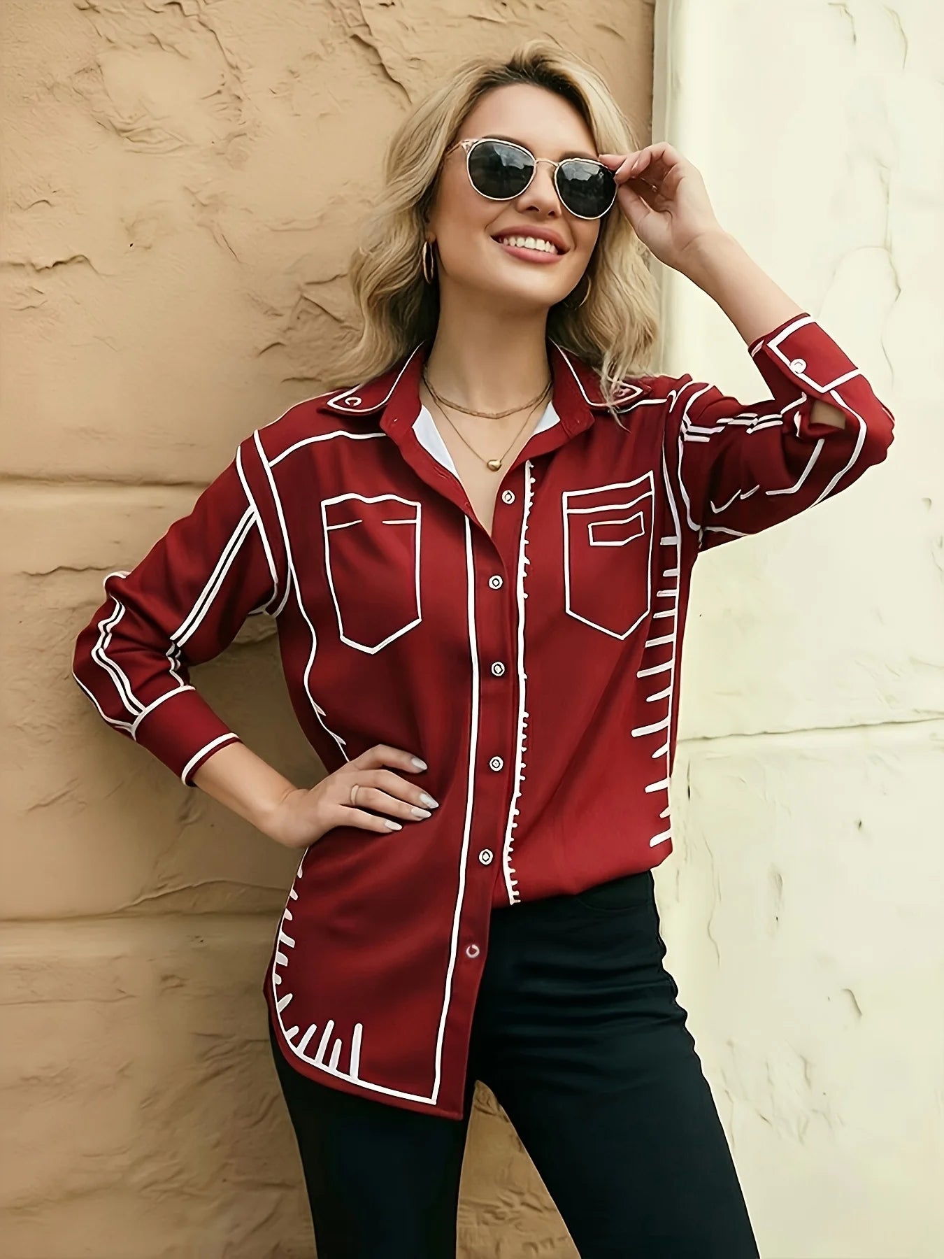 Fashion printed ladies Spring Summer shirts