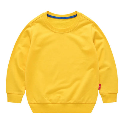 Spring Cotton Plain Hoodies Tops 3-10 Years Long Sleeve T-shirt