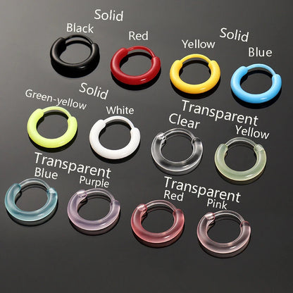2pcs Black & Clear Resin Hoop Earrings
