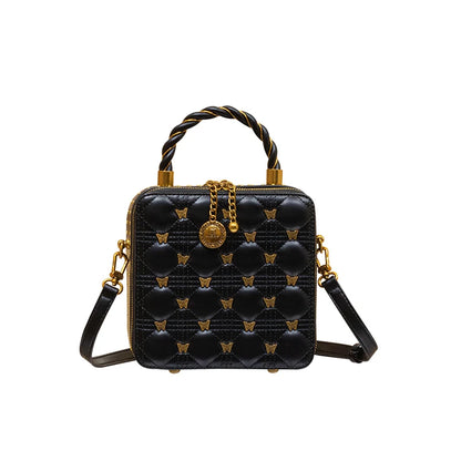 Leather bucket small square bag