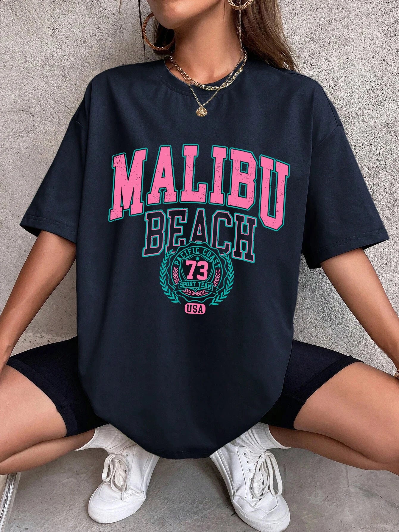 Malibu Beach Letter Street Casual T-shirt