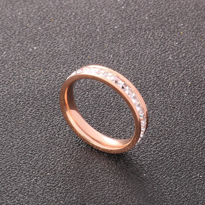 DANA White Stones Stainless Steel Zircon Ring