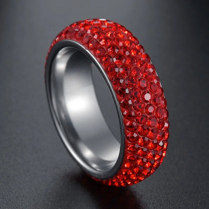 Blue Black Red Clear Crystal Ring