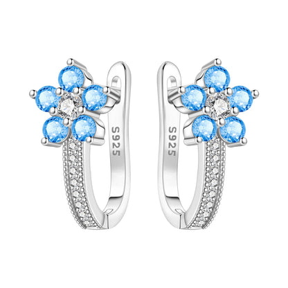 Orstarry Original 925 Sterling Silver Blue Iris Flower Earrings