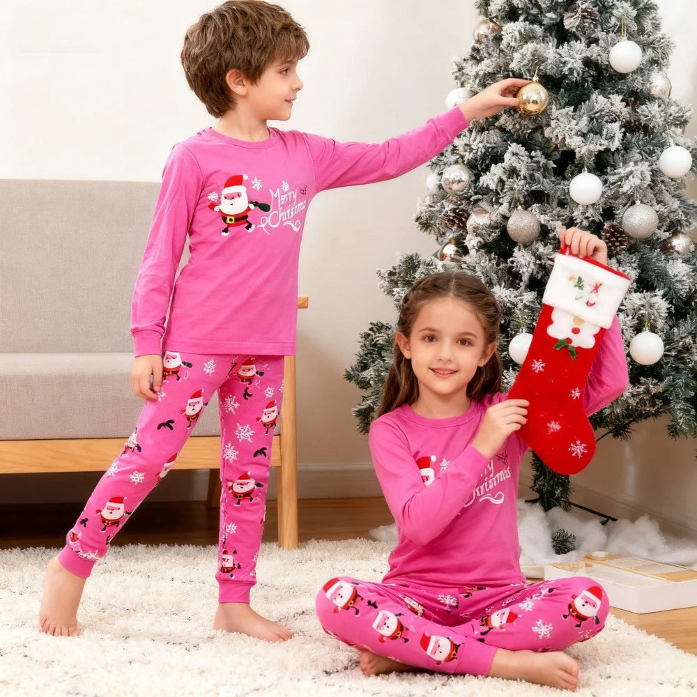 Christmas 100 Cotton Santa Clothes Soft Long Sleeve Xmas Pajamas Set