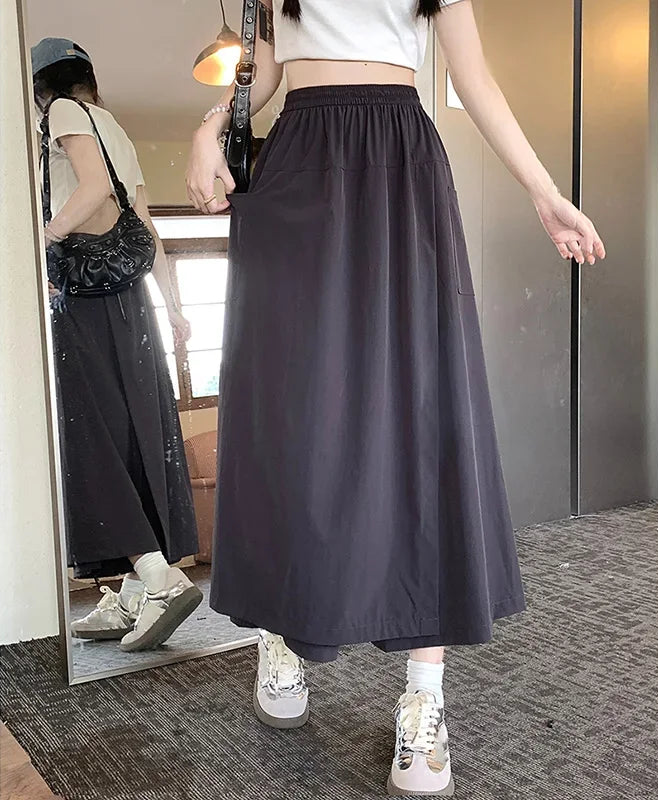 Chic Elastic High Waisted Long Wide Leg Pants