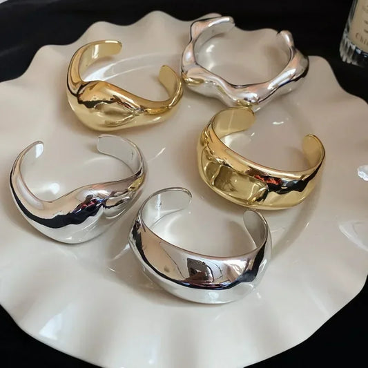 Geometric Glossy Opening Bangle Bracelets