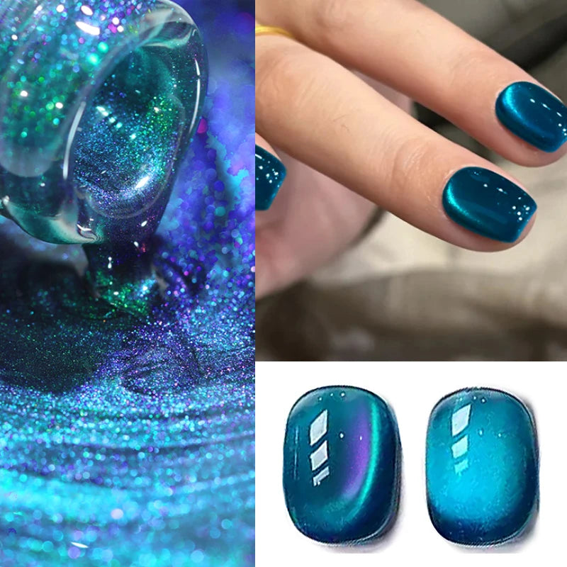 10ml Green Emerald Cat Magnetic Gel Eye Gel Polish Glass Bead Soak Off