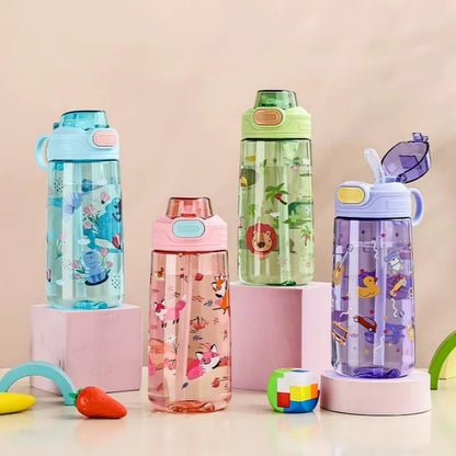 550ml Kids Cartoon Animal Water Bottle with Safety Lock