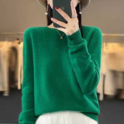 Wool Cashmere Pullover O-Neck Long Sleeve