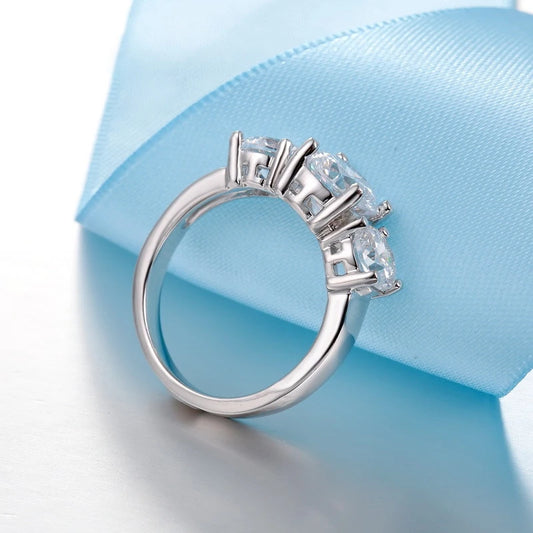خواتم من الفضة الإسترلينية عيار 925 مرصعة بثلاثة أحجار زركونيا مكعبة