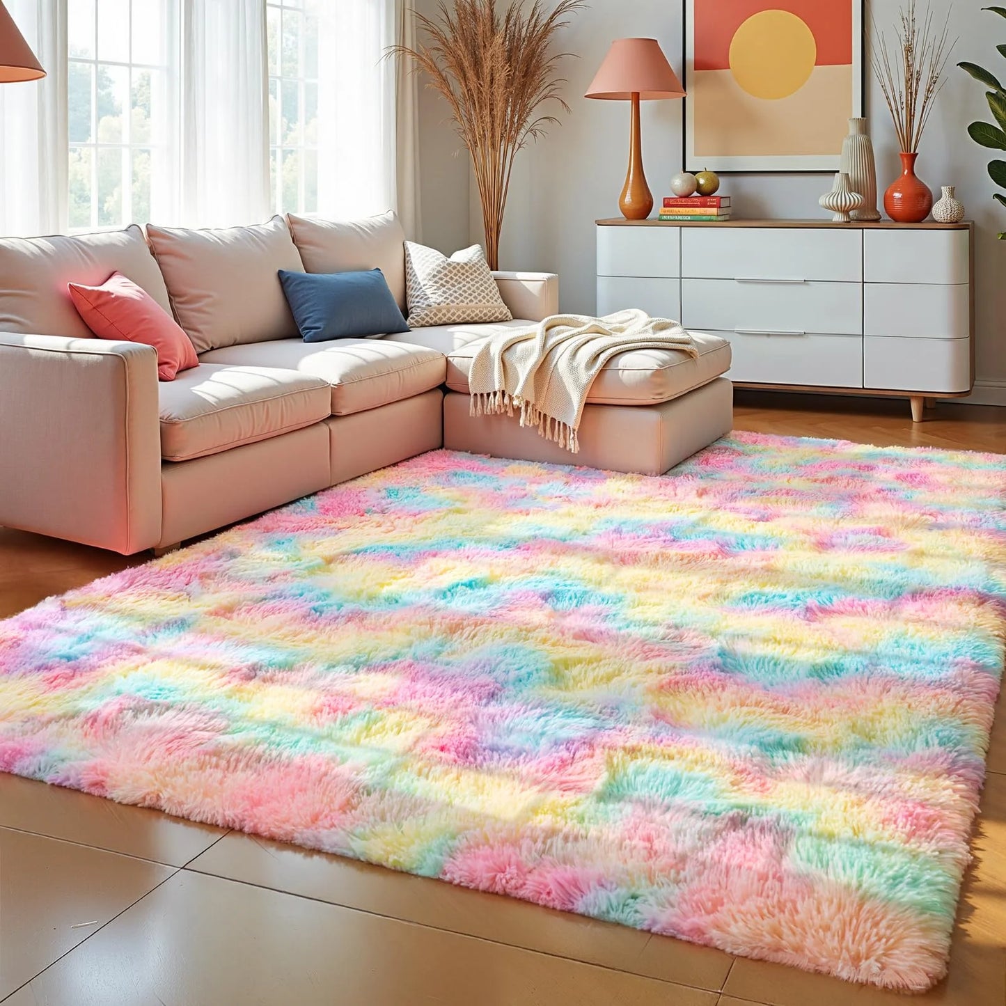 Minimalist Style Living Room Carpet Fluffy