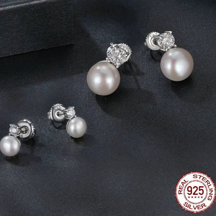 DANA 925 Sterling Silver Freshwater Pearl Stud Earrings