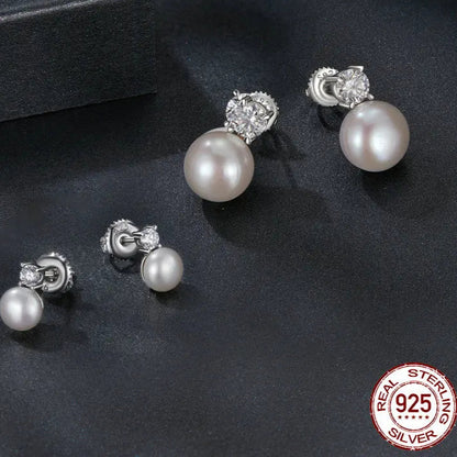 DANA 925 Sterling Silver Freshwater Pearl Stud Earrings