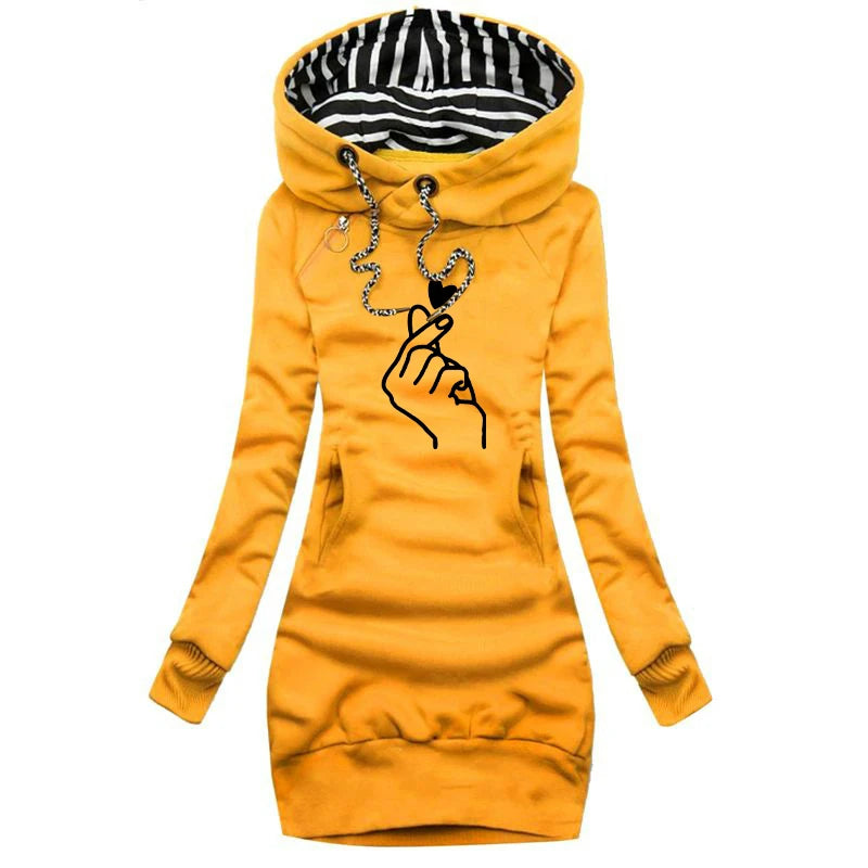 Sweater Long Sleeve Hoodie Dress A