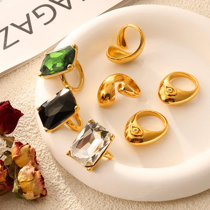 Glamour Shiny Big Zircon Stainless Steel Rings