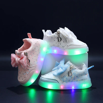 Bowknot Light-Up Girls' Sports Sneakers