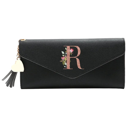 Black Small Leather Coin Rose Gold Wallet