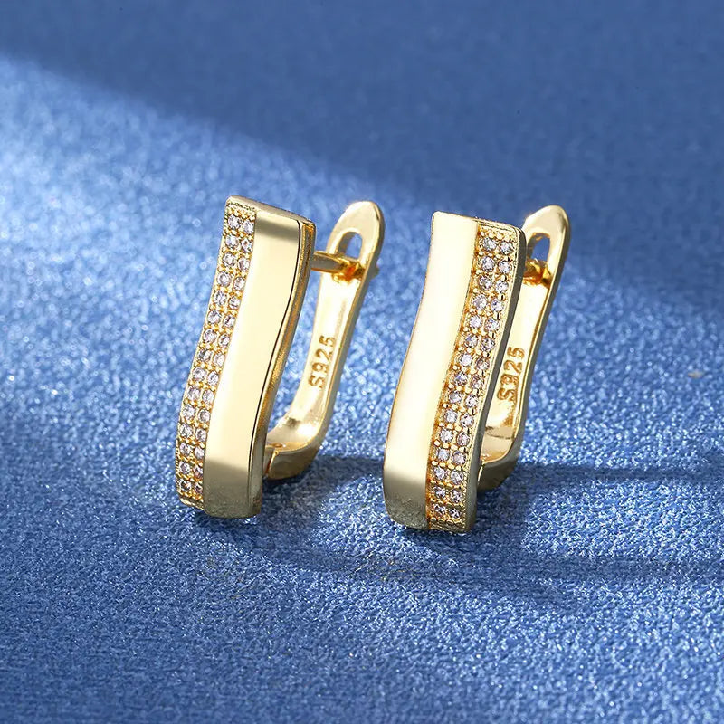 925 Silver Needle Princess Crystal Square Zircon Drop Earrings