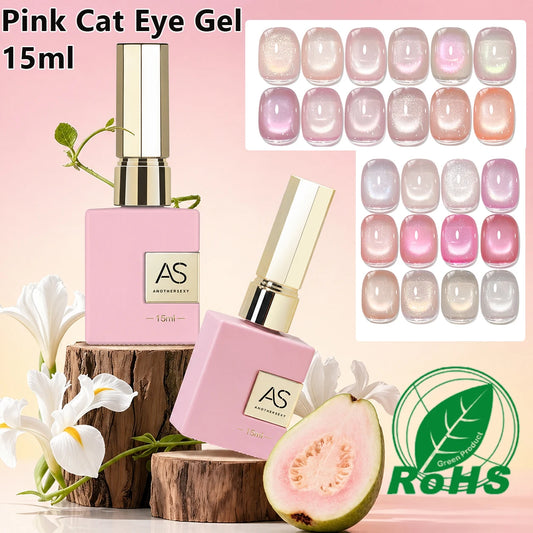 15ml Peachy Whimsy Pink Cat Eye Gel Nail Polish Glitter