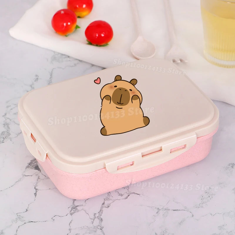 Capybara Lunch Boxes Kids Cute Anime Print Separate Lunch Box