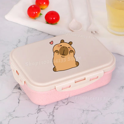 Capybara Lunch Boxes Kids Cute Anime Print Separate Lunch Box
