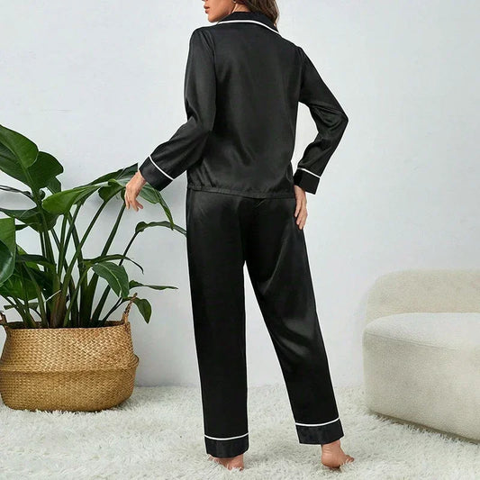 Silk Casual Soft Long Shirt Sleepwear Pyjama Set