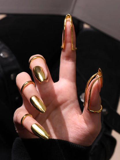 Unique Punk Five-Finger Nail Mysterious Artistic Niche Unisex Rings