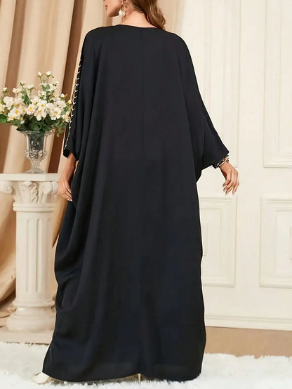 Elegant Long-Sleeved Plus Size Arabic Robe Dress