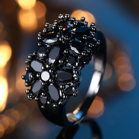Black Zircon Stone Ring