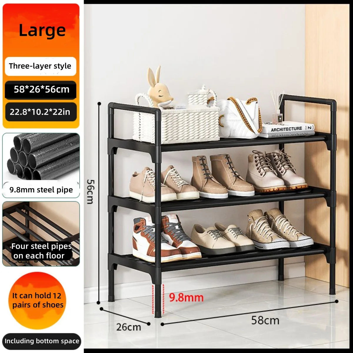 Shoe rack at the entrance of the house