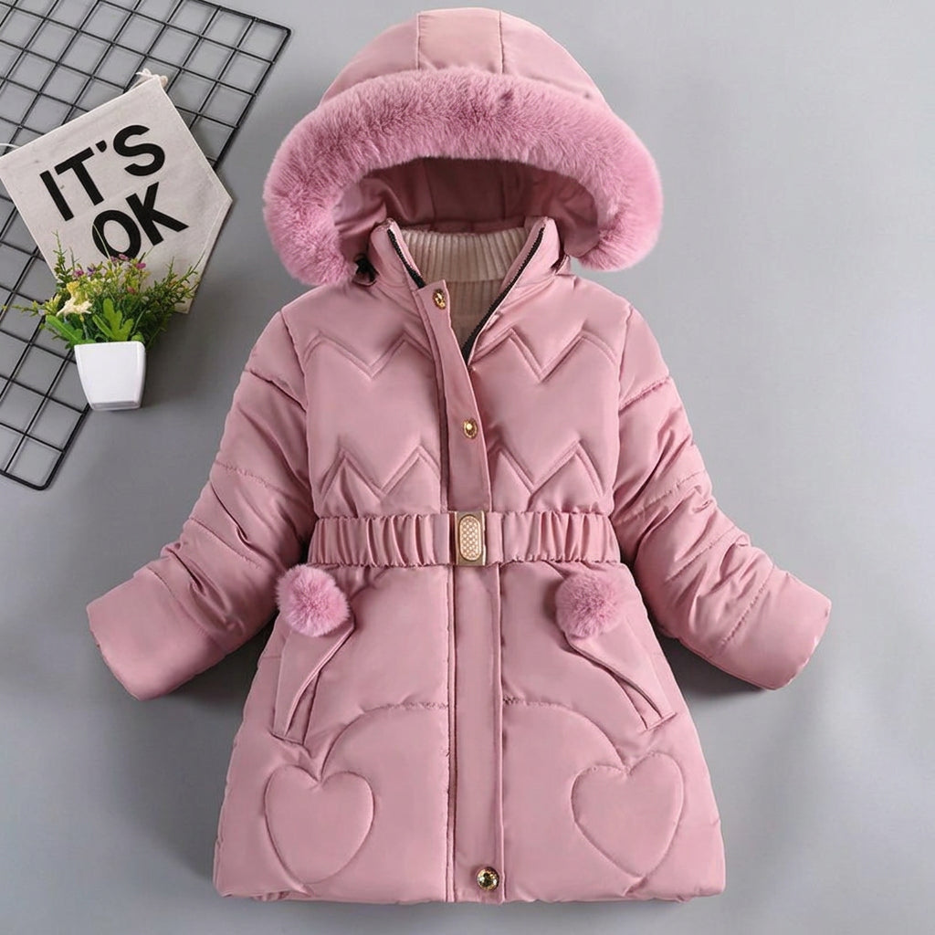 4 5 6 8 10 Years Winter Keep Warm Thicken Hooded Zipper Fur Collar Jacket