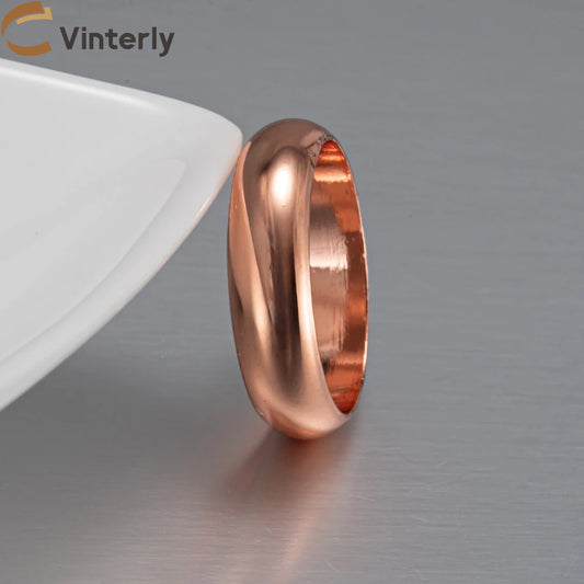 Vinterly 6mm Wide Finger Shiny High Polished Metal Minimalist Copper Ring