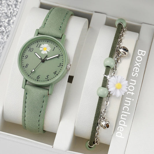 2PCS/Set Arabic Dial Leather Strap Quartz Watches