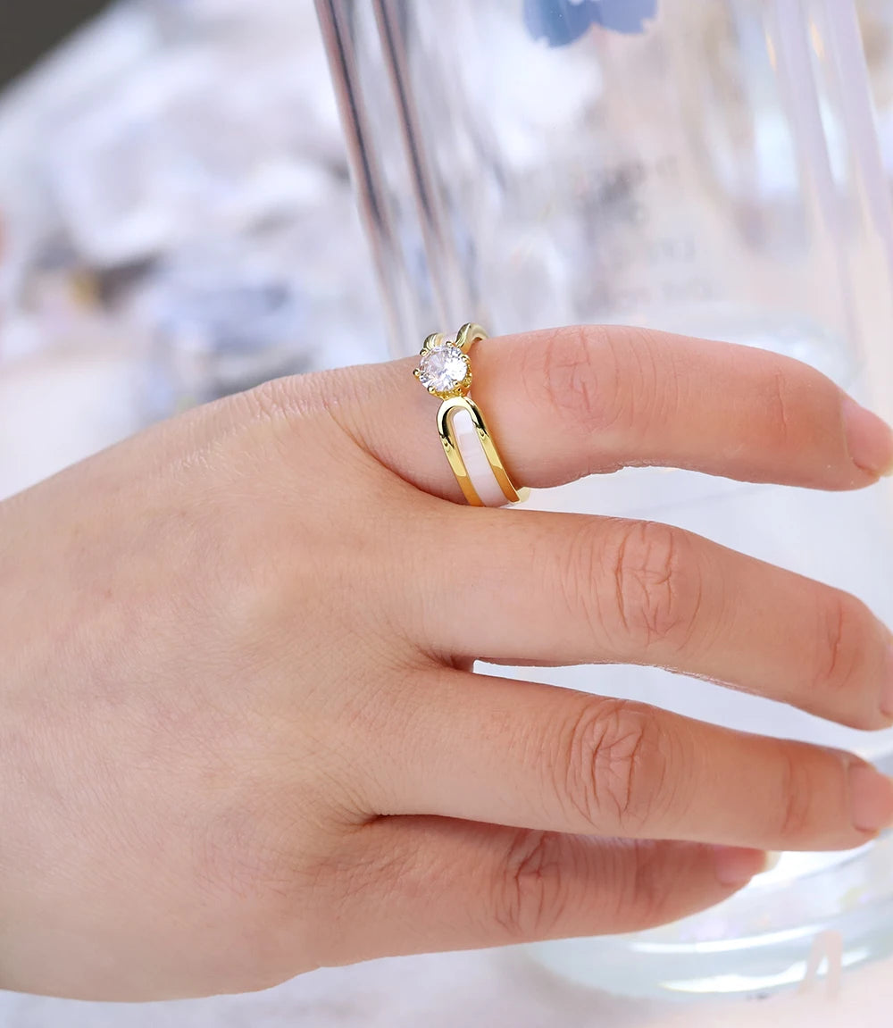 DANA 2 layers Ceramic Crystal Zircon Ring