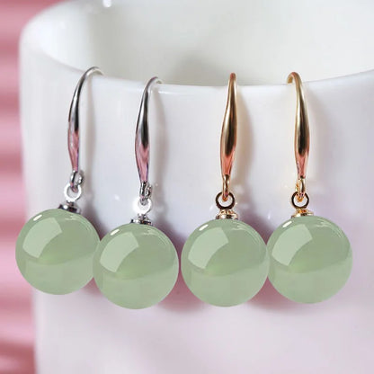 Green Hotan Natural Stone 18k Gold 925 Silver Stud Earring