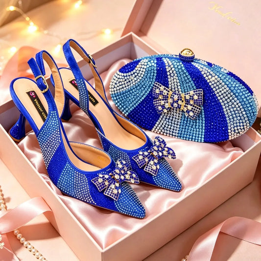 African Pointy Toe Thin Heels Streamline Texture Style High Heels Set
