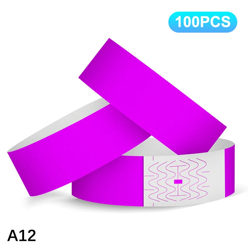 100pcs VIP Neon Paper Bracelets Waterproof Wristband