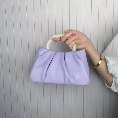 Pearl Handle Clutch Purse Handbags Luxury Square Shoulder Bags