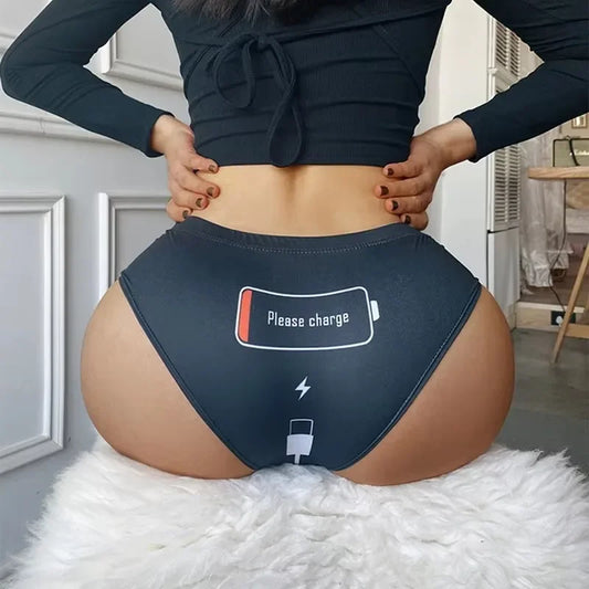 Funny Print Sexy Low Waist Sports Cotton Fitness Sex Lingerie