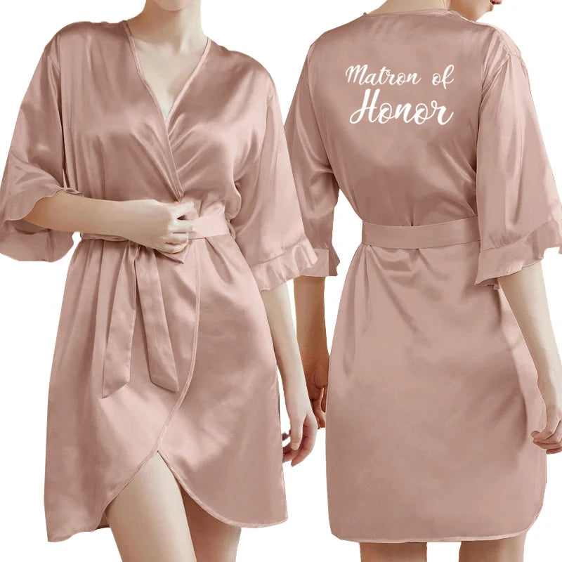 Rose Gold Bathrobe White Letter Bride Bridesmaid  Set