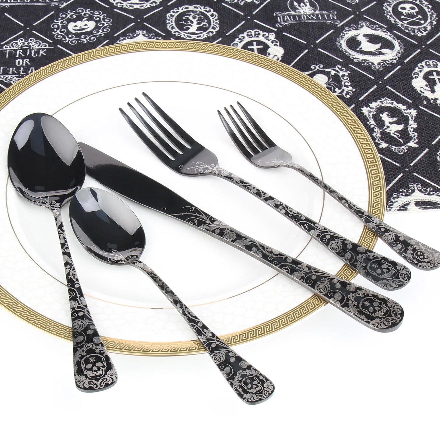 Blue Flatware Stainless Steel Cutlery Tableware Knives Forks Spoons Set