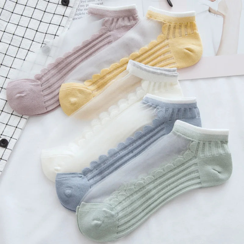5Pairs Slippers Cotton Invisible Socks