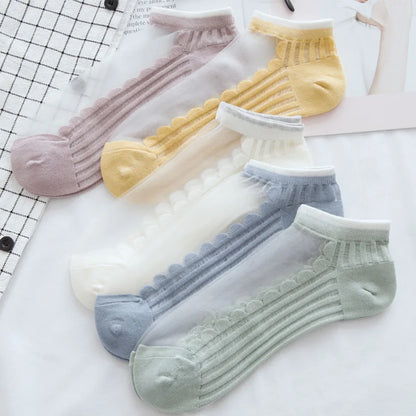 5Pairs Slippers Cotton Invisible Socks
