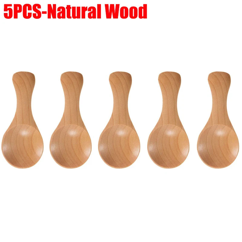 1-10PCS Mini Natural Wooden Spoons