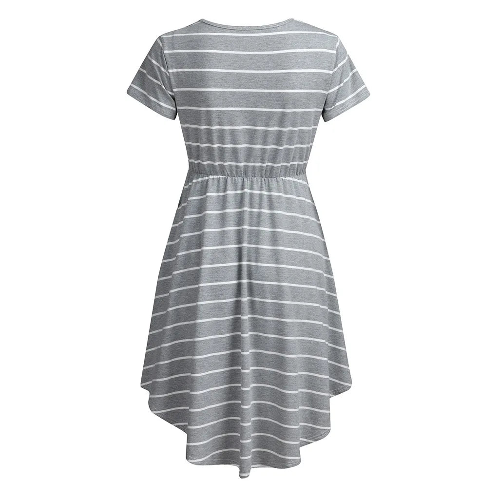 Maternity Care Striped Pregnant Pajamas Breastfeed Dress