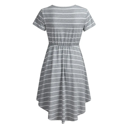 Maternity Care Striped Pregnant Pajamas Breastfeed Dress