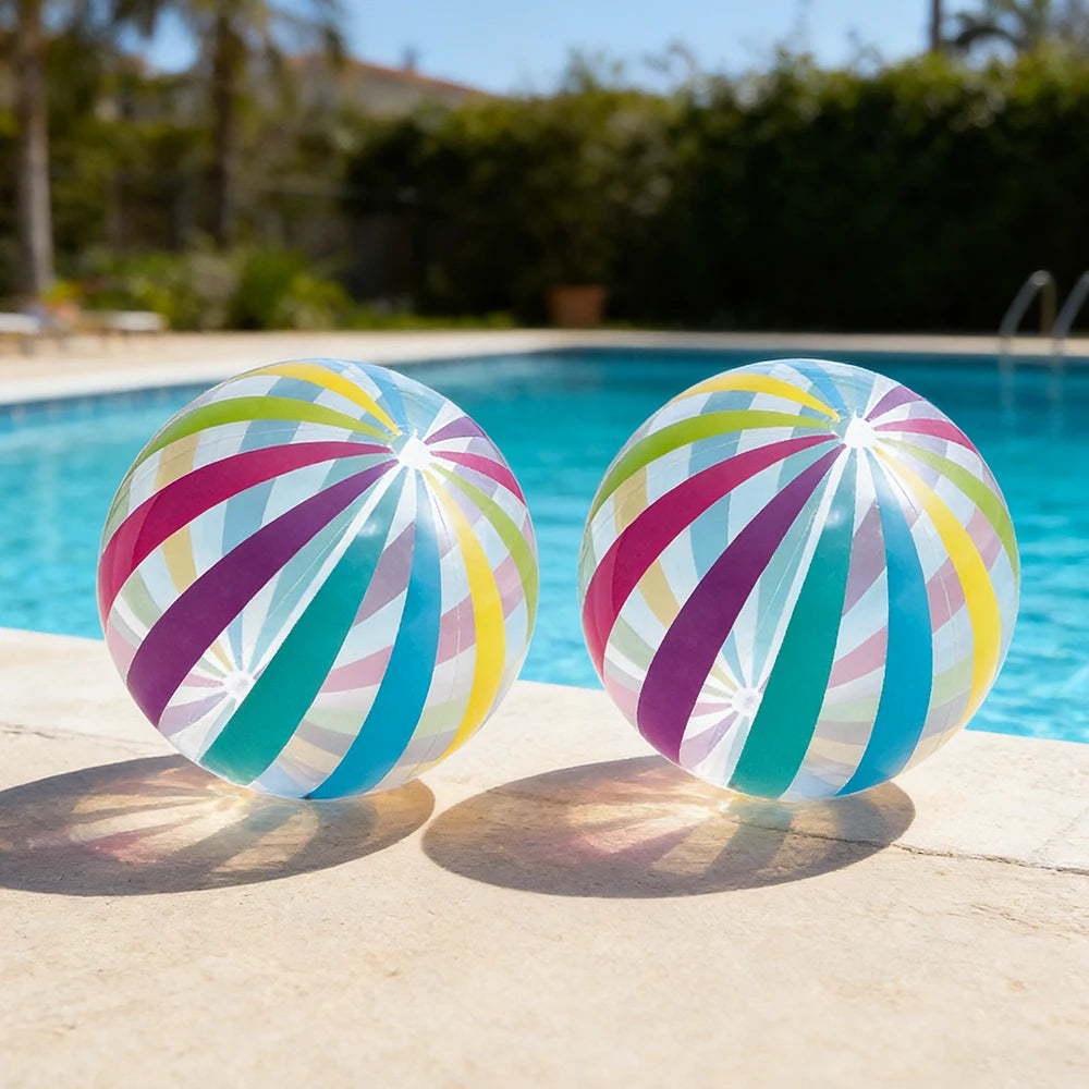 1pc Transparent Colorful Stripe Inflatable Beach Balls Toys